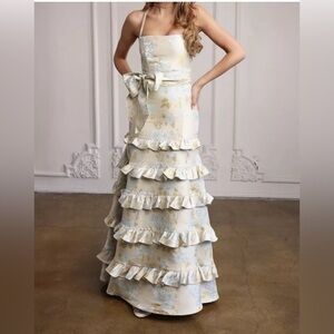 THE PIANA DRESS IN ICE CREAM BAROQUE FLORAL